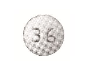 White pill 36 - Enter the imprint code that appears on the pill. Example: L484; Select the the pill color (optional). Select the shape (optional). Alternatively, search by drug name or NDC code using the fields above. Tip: Search for the imprint first, then refine by color and/or shape if you have too many results.